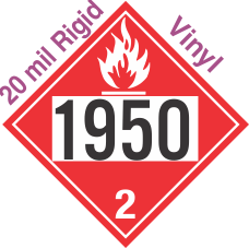 Flammable Gas Class 2.1 UN1950 20mil Rigid Vinyl DOT Placard