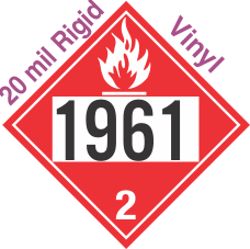 Flammable Gas Class 2.1 UN1961 20mil Rigid Vinyl DOT Placard