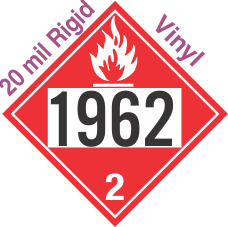 Flammable Gas Class 2.1 UN1962 20mil Rigid Vinyl DOT Placard