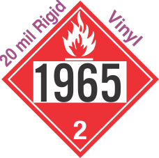 Flammable Gas Class 2.1 UN1965 20mil Rigid Vinyl DOT Placard