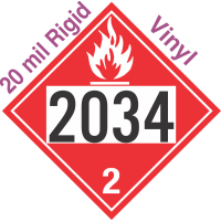 Flammable Gas Class 2.1 UN2034 20mil Rigid Vinyl DOT Placard