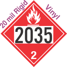 Flammable Gas Class 2.1 UN2035 20mil Rigid Vinyl DOT Placard