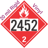 Flammable Gas Class 2.1 UN2452 20mil Rigid Vinyl DOT Placard