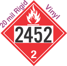 Flammable Gas Class 2.1 UN2452 20mil Rigid Vinyl DOT Placard