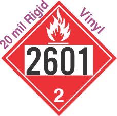 Flammable Gas Class 2.1 UN2601 20mil Rigid Vinyl DOT Placard