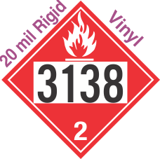 Flammable Gas Class 2.1 UN3138 20mil Rigid Vinyl DOT Placard