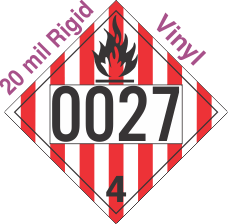 Flammable Solid Class 4.1 UN0027 20mil Rigid Vinyl DOT Placard