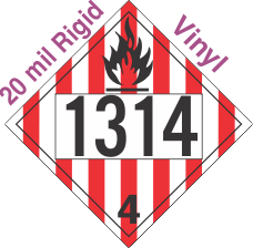 Flammable Solid Class 4.1 UN1314 20mil Rigid Vinyl DOT Placard