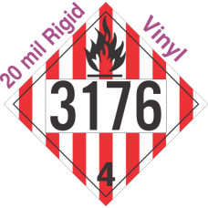 Flammable Solid Class 4.1 UN3176 20mil Rigid Vinyl DOT Placard