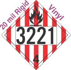 Flammable Solid Class 4.1 UN3221 20mil Rigid Vinyl DOT Placard