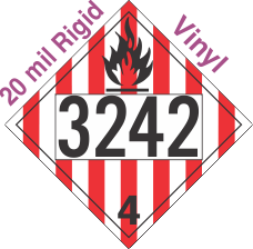 Flammable Solid Class 4.1 UN3242 20mil Rigid Vinyl DOT Placard