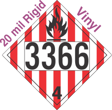 Flammable Solid Class 4.1 UN3366 20mil Rigid Vinyl DOT Placard