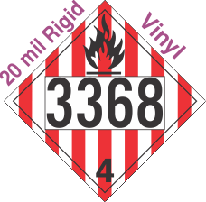 Flammable Solid Class 4.1 UN3368 20mil Rigid Vinyl DOT Placard
