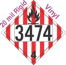 Flammable Solid Class 4.1 UN3474 20mil Rigid Vinyl DOT Placard