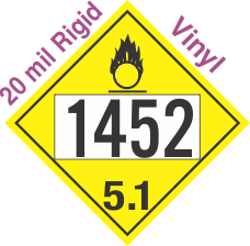 Oxidizer Class 5.1 UN1452 20mil Rigid Vinyl DOT Placard