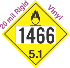 Oxidizer Class 5.1 UN1466 20mil Rigid Vinyl DOT Placard