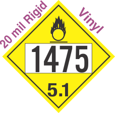 Oxidizer Class 5.1 UN1475 20mil Rigid Vinyl DOT Placard
