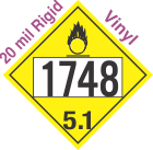 Oxidizer Class 5.1 UN1748 20mil Rigid Vinyl DOT Placard