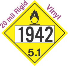 Oxidizer Class 5.1 UN1942 20mil Rigid Vinyl DOT Placard
