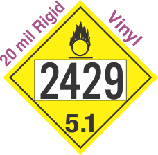 Oxidizer Class 5.1 UN2429 20mil Rigid Vinyl DOT Placard