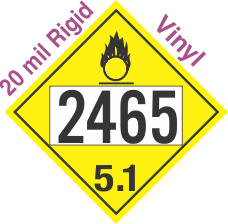Oxidizer Class 5.1 UN2465 20mil Rigid Vinyl DOT Placard