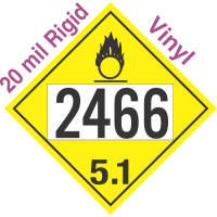 Oxidizer Class 5.1 UN2466 20mil Rigid Vinyl DOT Placard