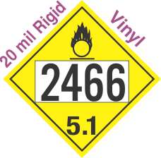 Oxidizer Class 5.1 UN2466 20mil Rigid Vinyl DOT Placard