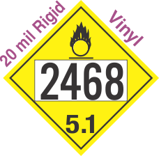 Oxidizer Class 5.1 UN2468 20mil Rigid Vinyl DOT Placard