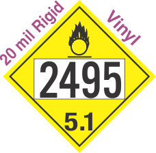 Oxidizer Class 5.1 UN2495 20mil Rigid Vinyl DOT Placard