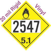 Oxidizer Class 5.1 UN2547 20mil Rigid Vinyl DOT Placard