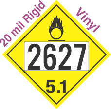 Oxidizer Class 5.1 UN2627 20mil Rigid Vinyl DOT Placard