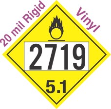 Oxidizer Class 5.1 UN2719 20mil Rigid Vinyl DOT Placard