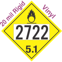 Oxidizer Class 5.1 UN2722 20mil Rigid Vinyl DOT Placard