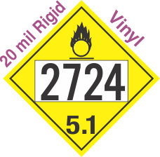Oxidizer Class 5.1 UN2724 20mil Rigid Vinyl DOT Placard