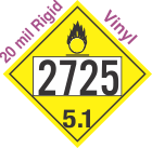 Oxidizer Class 5.1 UN2725 20mil Rigid Vinyl DOT Placard