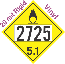 Oxidizer Class 5.1 UN2725 20mil Rigid Vinyl DOT Placard