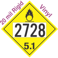 Oxidizer Class 5.1 UN2728 20mil Rigid Vinyl DOT Placard