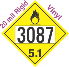 Oxidizer Class 5.1 UN3087 20mil Rigid Vinyl DOT Placard