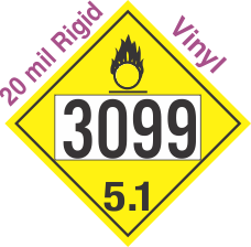 Oxidizer Class 5.1 UN3099 20mil Rigid Vinyl DOT Placard