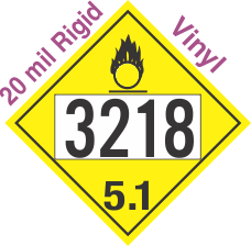 Oxidizer Class 5.1 UN3218 20mil Rigid Vinyl DOT Placard
