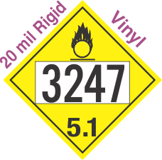 Oxidizer Class 5.1 UN3247 20mil Rigid Vinyl DOT Placard