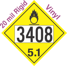 Oxidizer Class 5.1 UN3408 20mil Rigid Vinyl DOT Placard