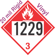 Combustible Class 3 UN1229 20mil Rigid Vinyl DOT Placard