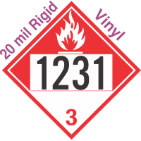 Combustible Class 3 UN1231 20mil Rigid Vinyl DOT Placard