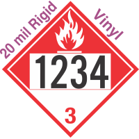 Combustible Class 3 UN1234 20mil Rigid Vinyl DOT Placard