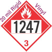 Combustible Class 3 UN1247 20mil Rigid Vinyl DOT Placard