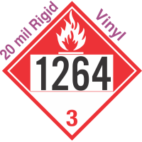 Combustible Class 3 UN1264 20mil Rigid Vinyl DOT Placard