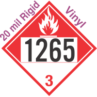 Combustible Class 3 UN1265 20mil Rigid Vinyl DOT Placard