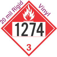 Combustible Class 3 UN1274 20mil Rigid Vinyl DOT Placard