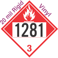 Combustible Class 3 UN1281 20mil Rigid Vinyl DOT Placard